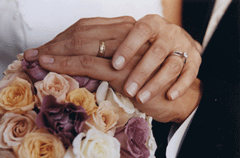 wedding rings and flowers